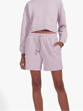 STAUD Lilac Lavender Sweat Shorts Evil Eye Detail L